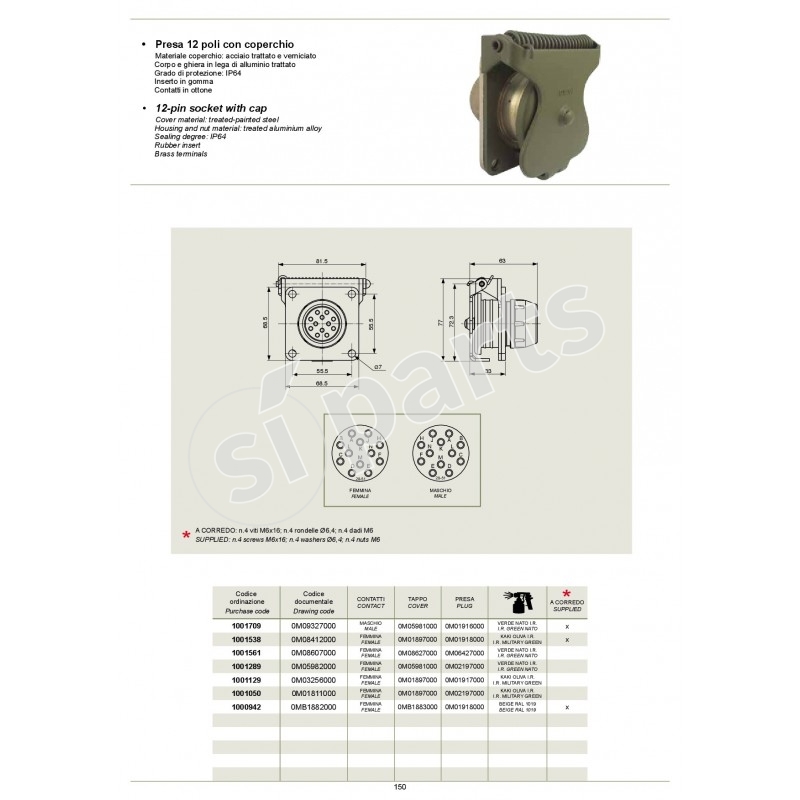 12-PIN SOCKET WITH CAP
