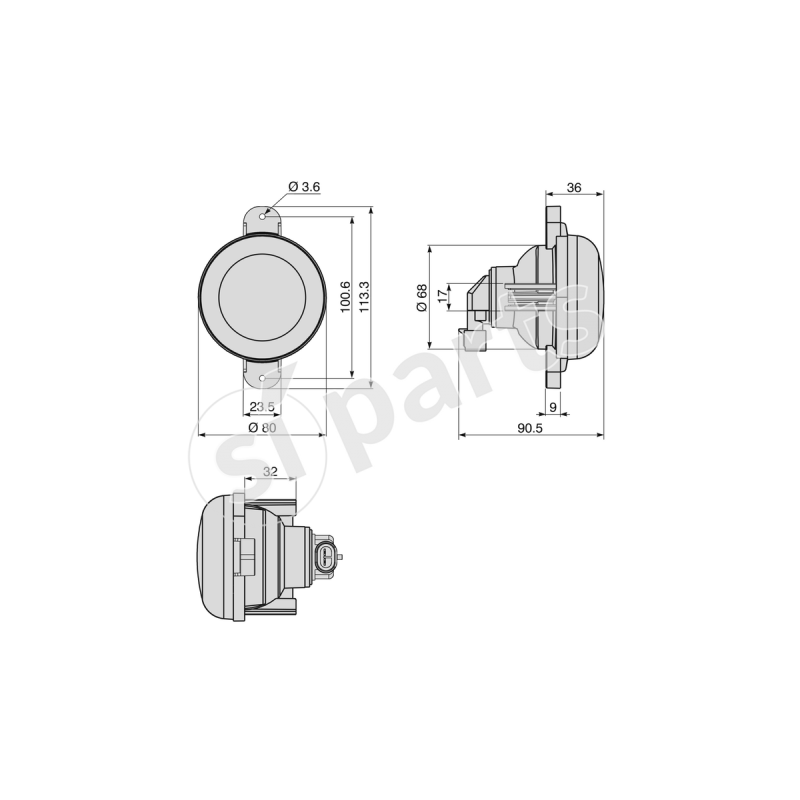 FAN ANT DIAM 80 DIR PY21W ALETTE IR
