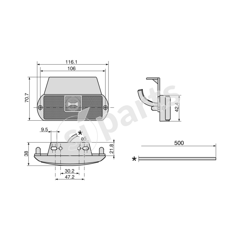 FANALE LATERALE SML IR.NON TRA.12V