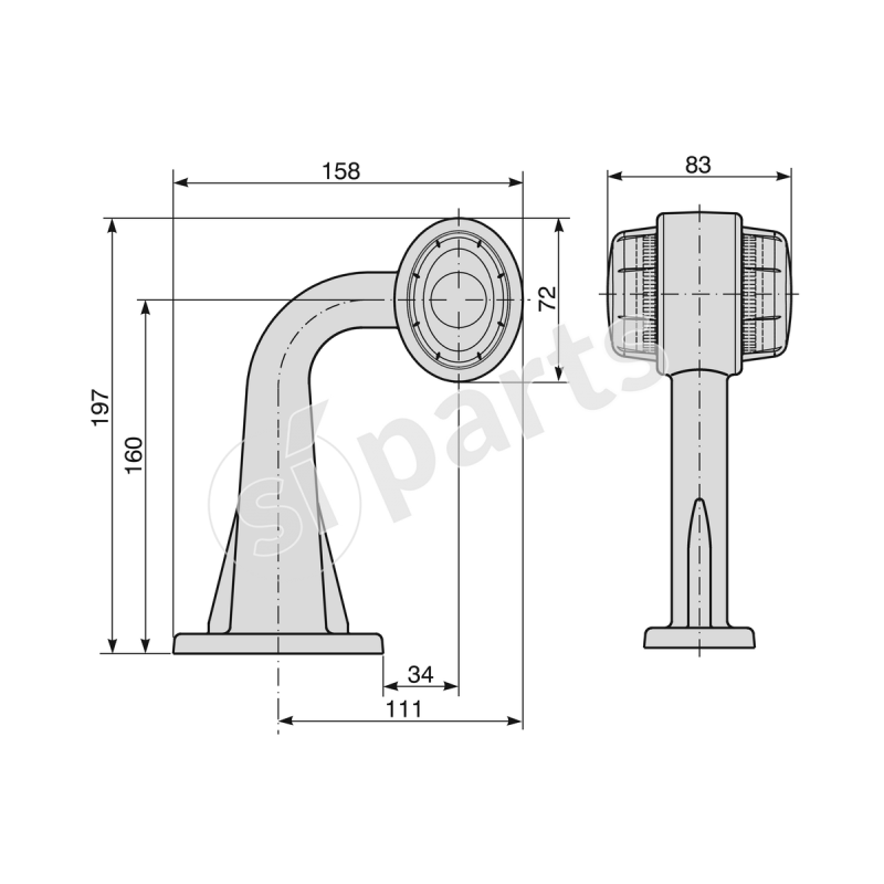 FAN.LAT.90°BIC.OVAL.VERT.24VSX IRNT
