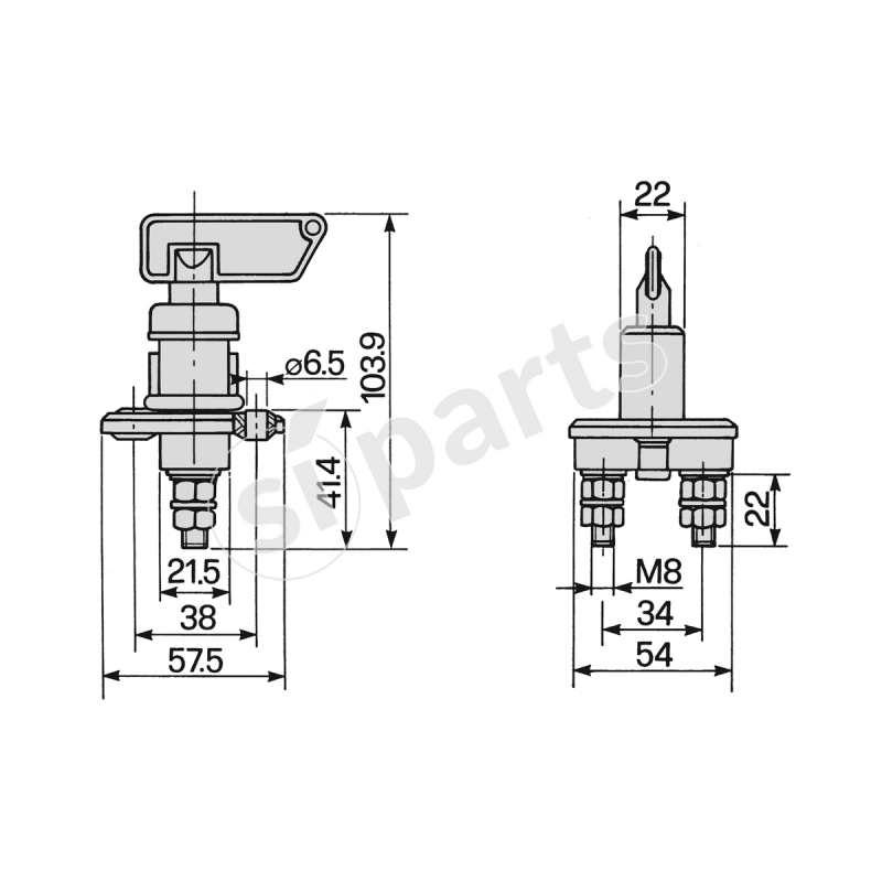 BATTERY SWITCH WITH KEY SP.PP