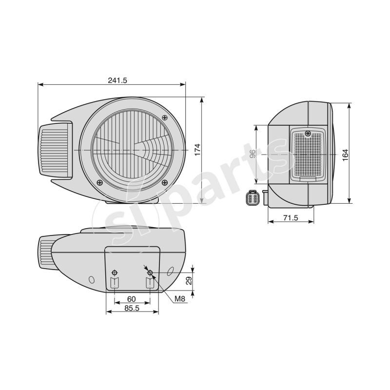 PROIETTORE DX CIRC. DX LAMPADA